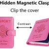 Passport Holder Cover Wallet RFID Blocking Leather Card Case Travel Accessories for Women Men (Pink) - Image 3