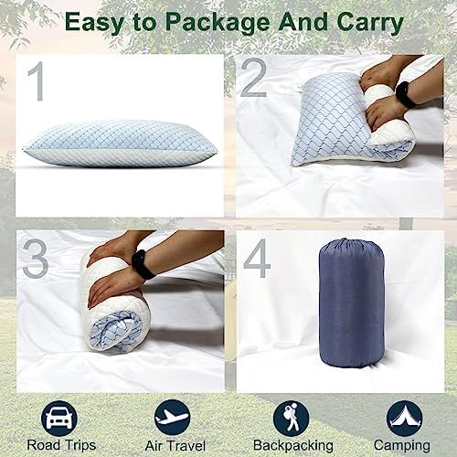 Gehannah Travel Pillow - Compressible Camping Pillow for Sleeping, Shredded Memory Foam Pillow with Storage Bag Compact Supportive, Pillow for Adults Kids Outdoor Backpacking Hiking Gear - Image 5