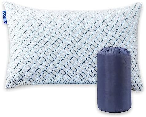 Gehannah Travel Pillow - Compressible Camping Pillow for Sleeping, Shredded Memory Foam Pillow with Storage Bag Compact Supportive, Pillow for Adults Kids Outdoor Backpacking Hiking Gear