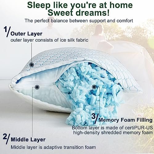 Gehannah Travel Pillow - Compressible Camping Pillow for Sleeping, Shredded Memory Foam Pillow with Storage Bag Compact Supportive, Pillow for Adults Kids Outdoor Backpacking Hiking Gear - Image 3