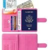 Passport Holder Cover Wallet RFID Blocking Leather Card Case Travel Accessories for Women Men (Pink) - Image 4