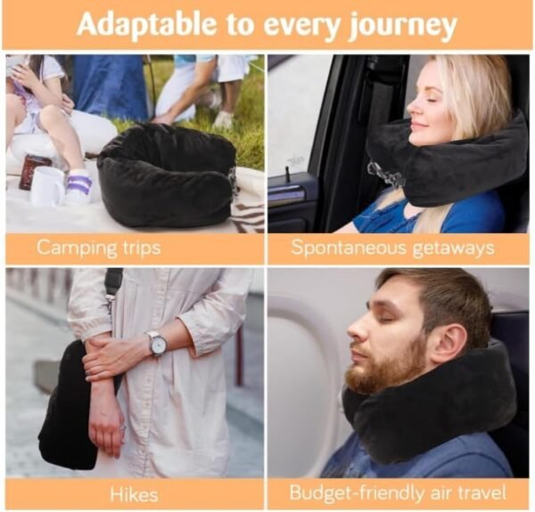 WEIGUZC Travel Pillow Stuffable with Clothes, Transformable and Expandable Luggage Carry-On Solution | Fits 3 Days' Essentials | Only Travel Pillowcase, No Filler | Black Elastic Velvet - Image 7