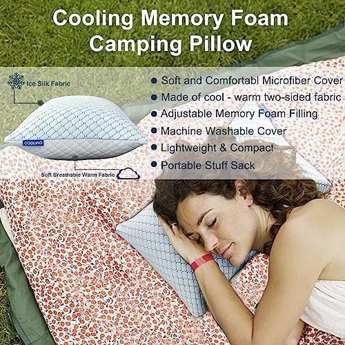 Gehannah Travel Pillow - Compressible Camping Pillow for Sleeping, Shredded Memory Foam Pillow with Storage Bag Compact Supportive, Pillow for Adults Kids Outdoor Backpacking Hiking Gear - Image 2